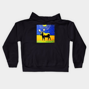 Moose T-Shirt Van Gogh Style Starry Night Kids Hoodie